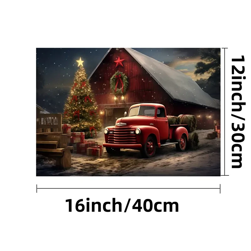 Vintage Red Truck Canvas Art Print, 30.48x40.64cm