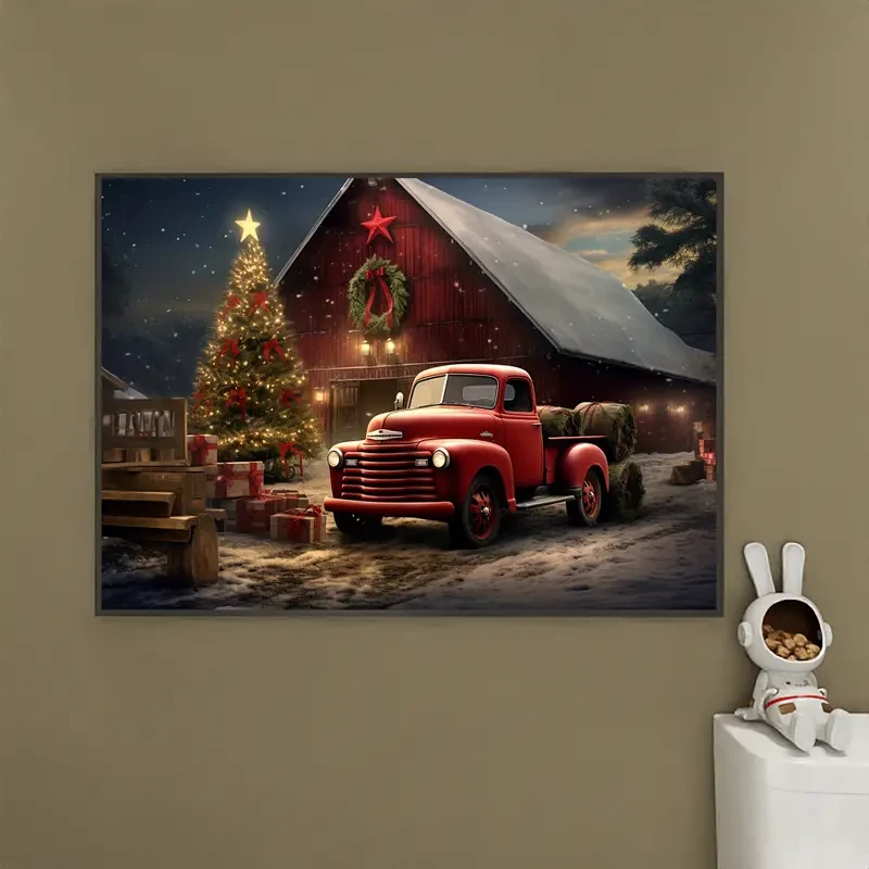 Vintage Red Truck Canvas Art Print, 30.48x40.64cm