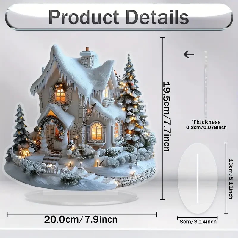 1pc, Bohemian Style Acrylic Christmas House with Lights