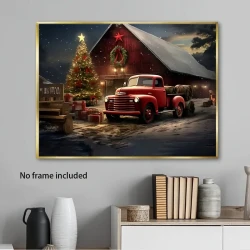 1pc, Truck And Christmas Tree, Oil Painting Art