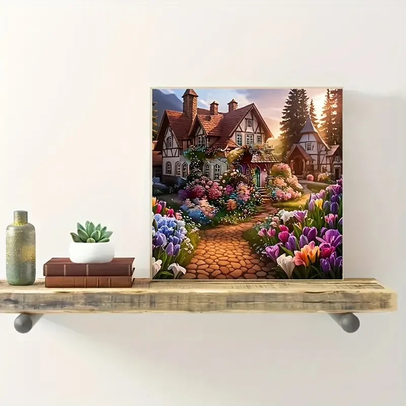 Rustic House Scenery 5D Diamond Painting Kit, 39.88x39.88 cm