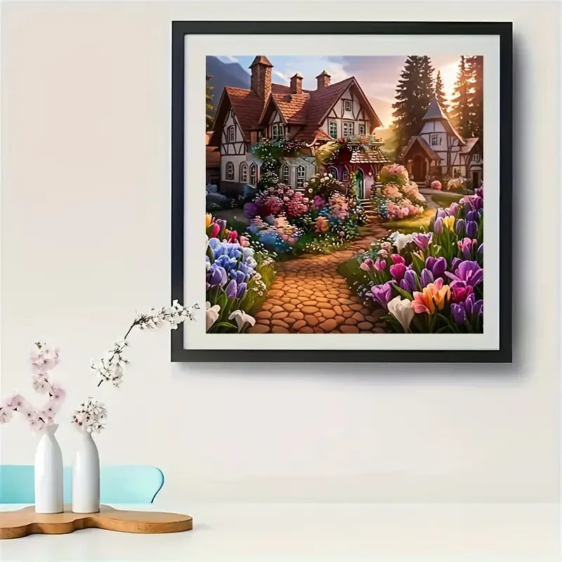 Rustic House Scenery 5D Diamond Painting Kit, 39.88x39.88 cm