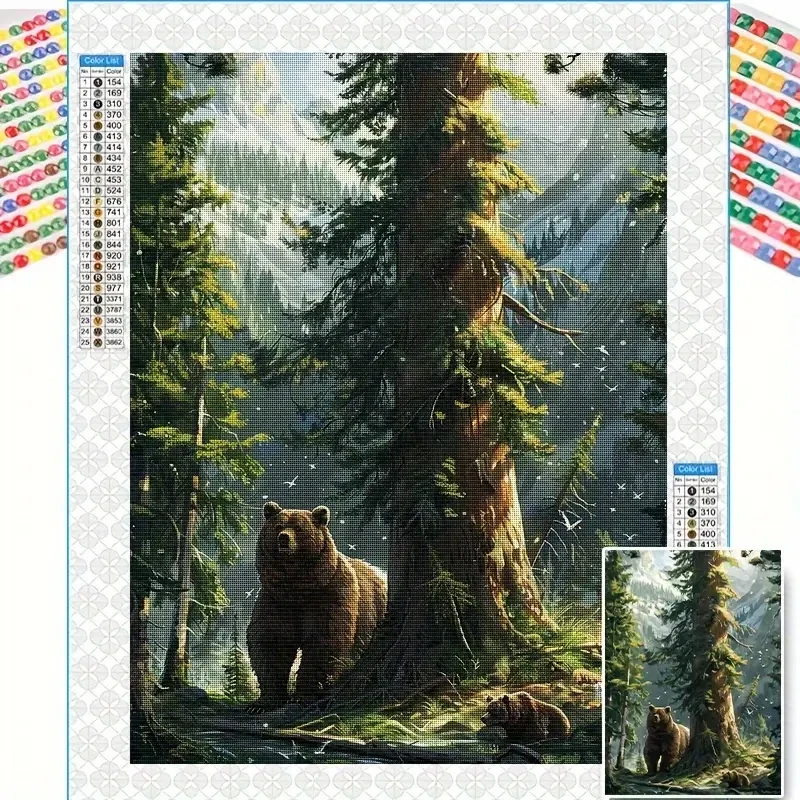 1pc 5D Diamond Painting Kit - Forest Bear Pattern