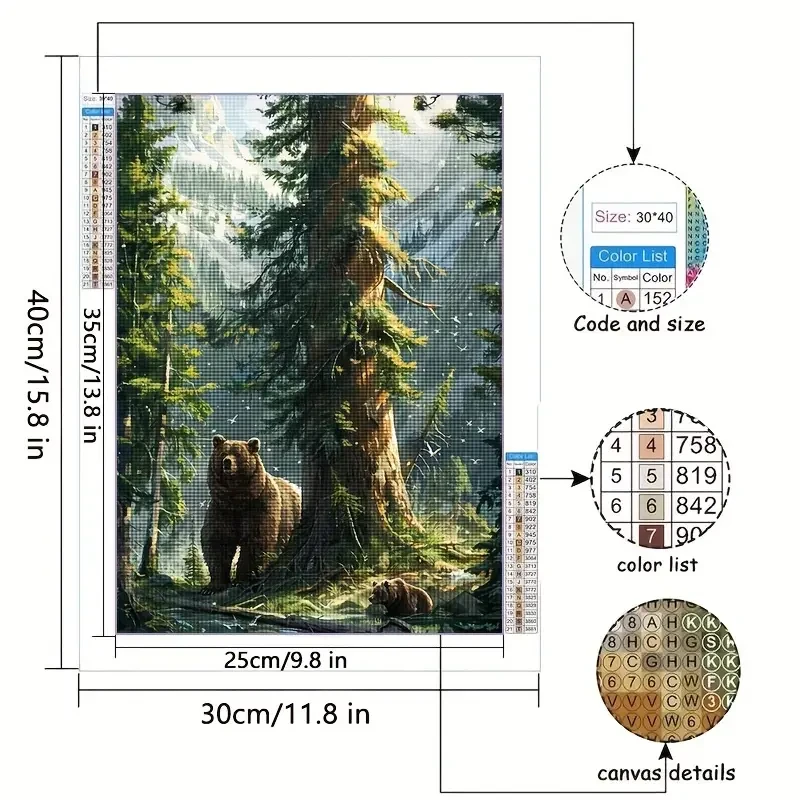 1pc 5D Diamond Painting Kit - Forest Bear Pattern