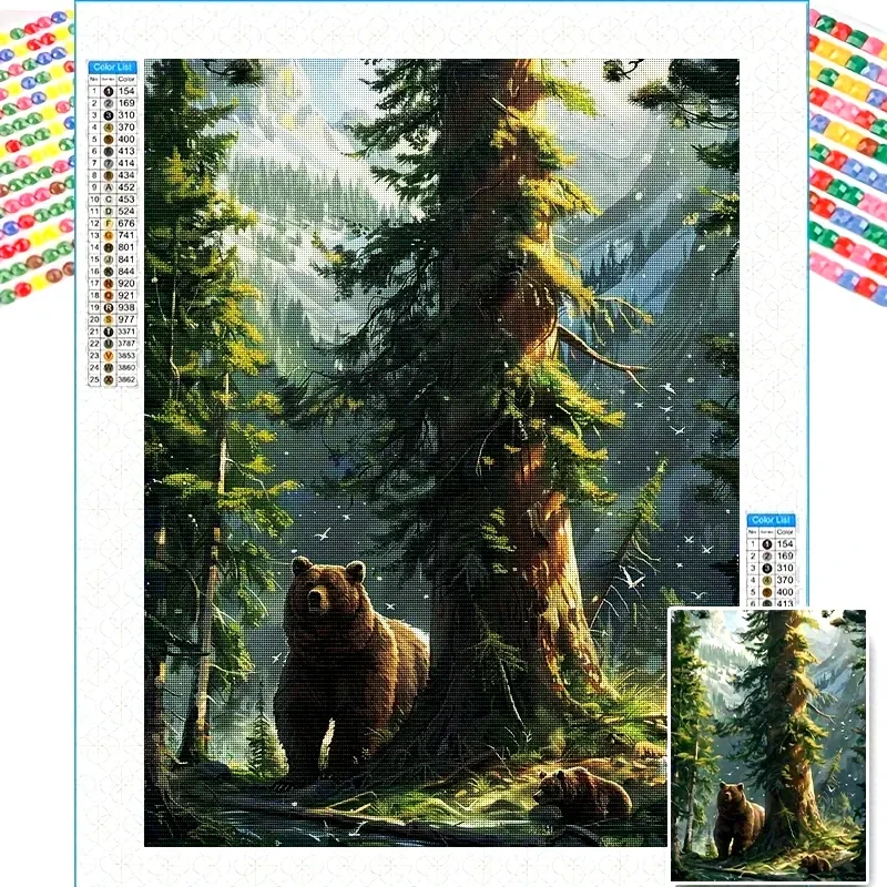 1pc 5D Diamond Painting Kit - Forest Bear Pattern