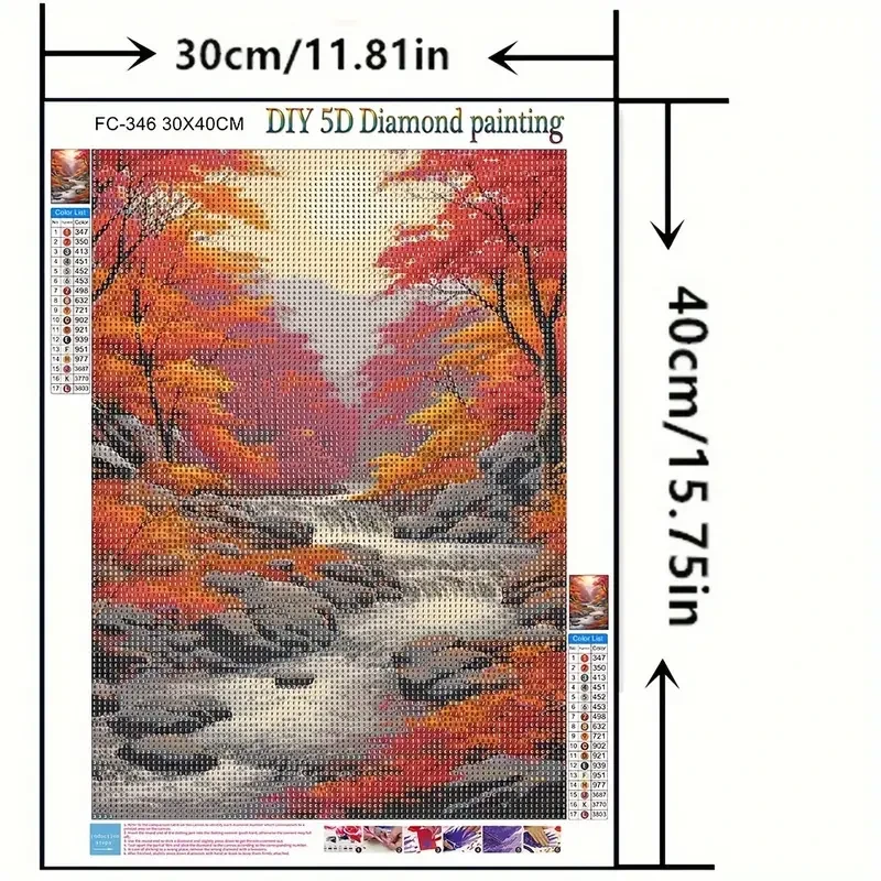 Landscape Diamond Painting Kit - Round Acrylic Diamonds, Scenic Waterfall Design