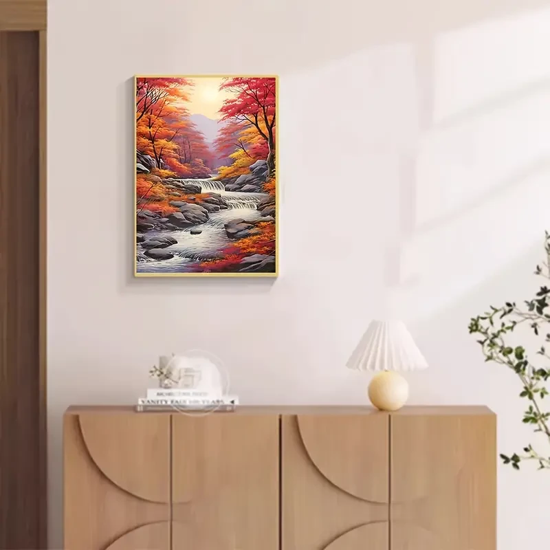 Landscape Diamond Painting Kit - Round Acrylic Diamonds, Scenic Waterfall Design