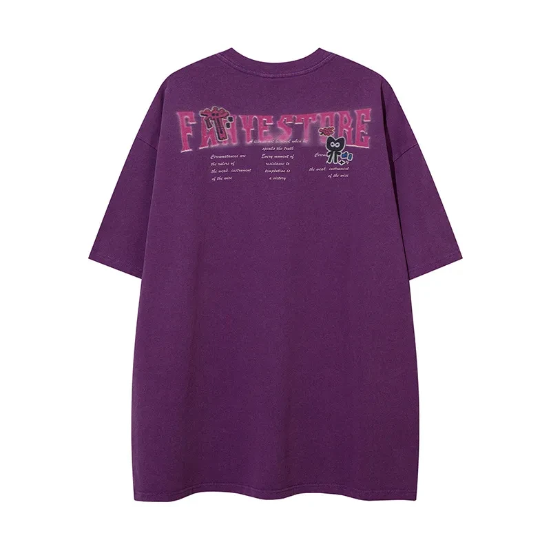 Cartoon Anime Print Distressed T-shirt For Men