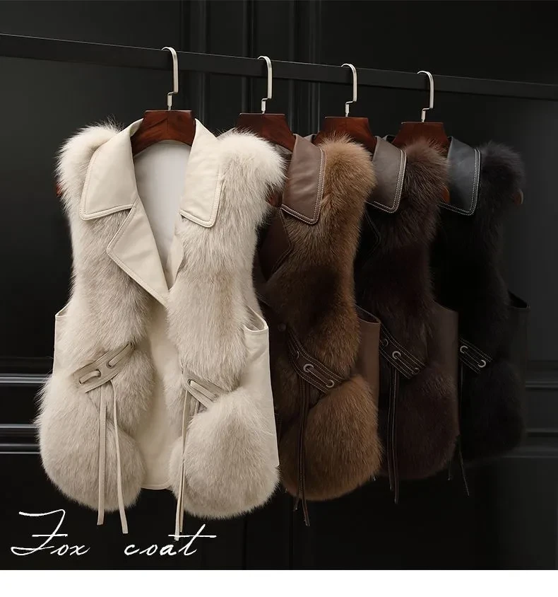 Fur Vest Short Coat Autumn And Winter New Patchwork Winter Fox Fur Jacket Women Short Artificial Fur Coat Elegant Female Warm Vest