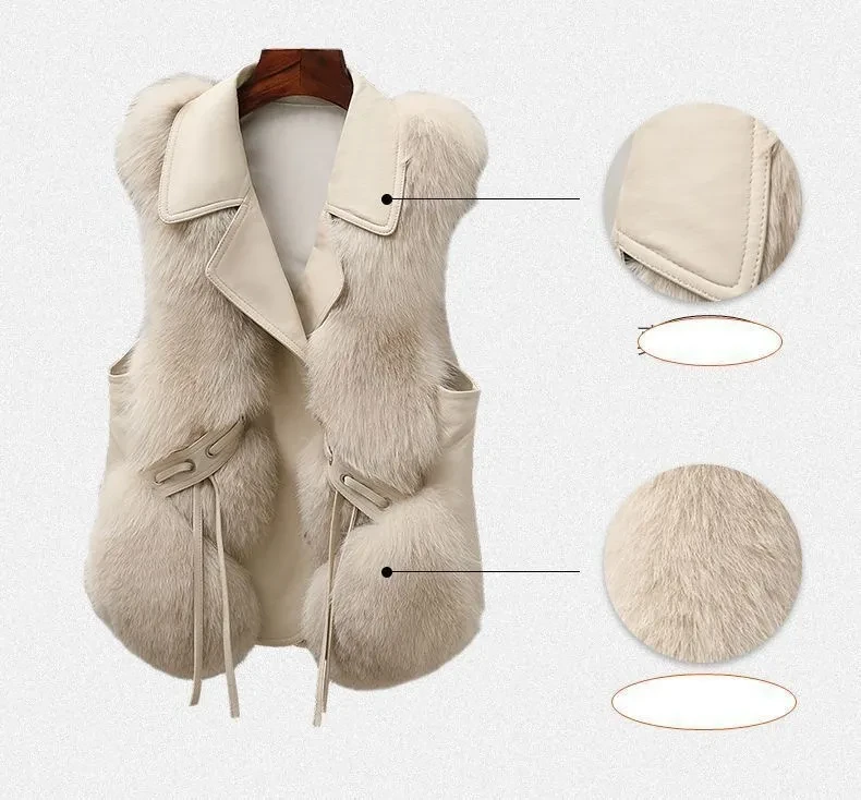 Fur Vest Short Coat Autumn And Winter New Patchwork Winter Fox Fur Jacket Women Short Artificial Fur Coat Elegant Female Warm Vest