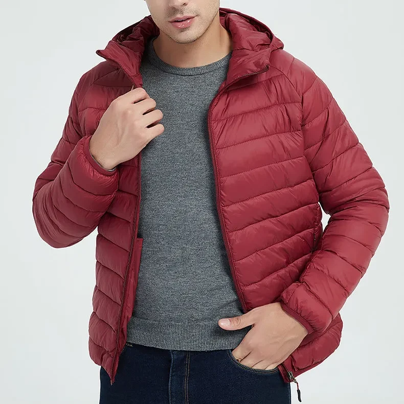 Lightweight Hooded Coat Winter Warm Solid Color Zipper Jacket