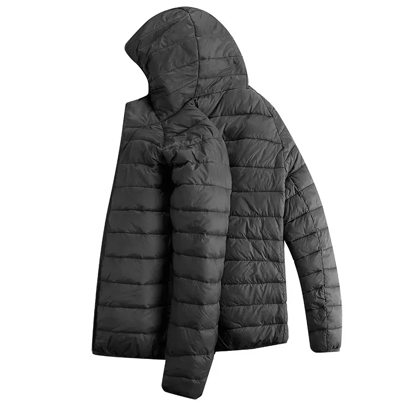 Lightweight Hooded Coat Winter Warm Solid Color Zipper Jacket