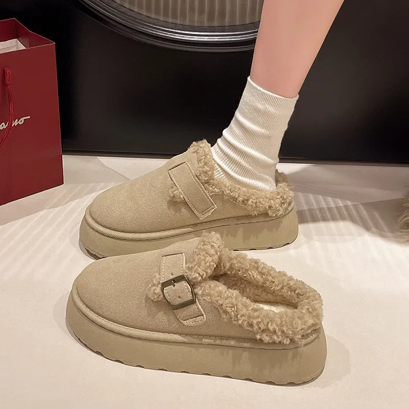 Retro Bean Shoes Cotton Women's Flat Sole Slippers