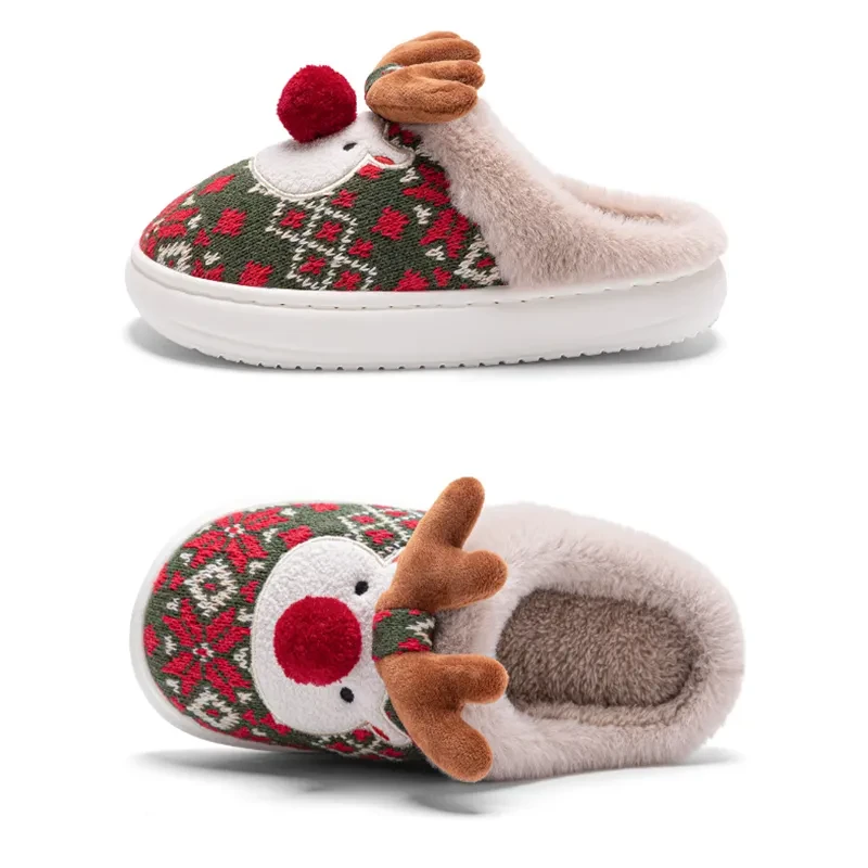 Cute Christmas Elk Plush Slippers