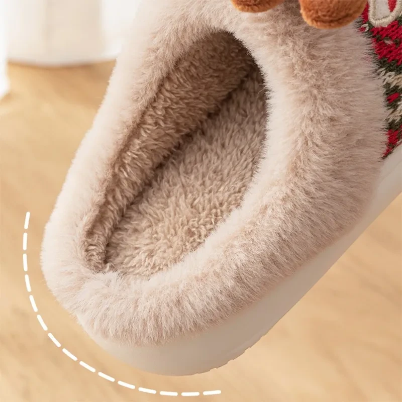 Cute Christmas Elk Plush Slippers