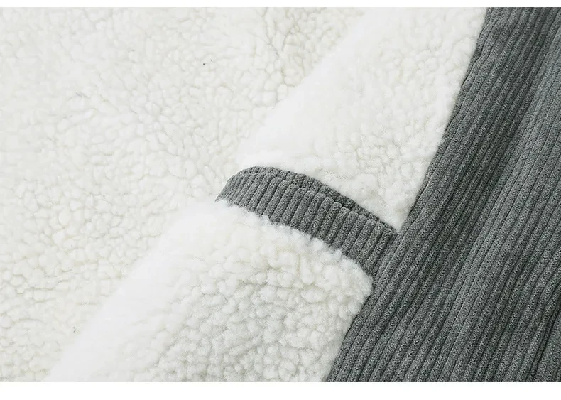Winter Lapel Fleece Jacket With Pockets Warm Thicken Cotton Coat Men's Clothing