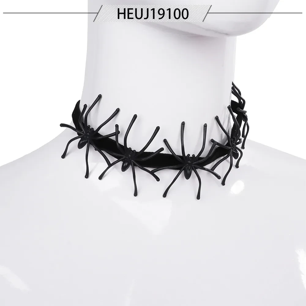 Spider Necklace Black Veil Witch Hat Leather Horn Hair Clip Halloween