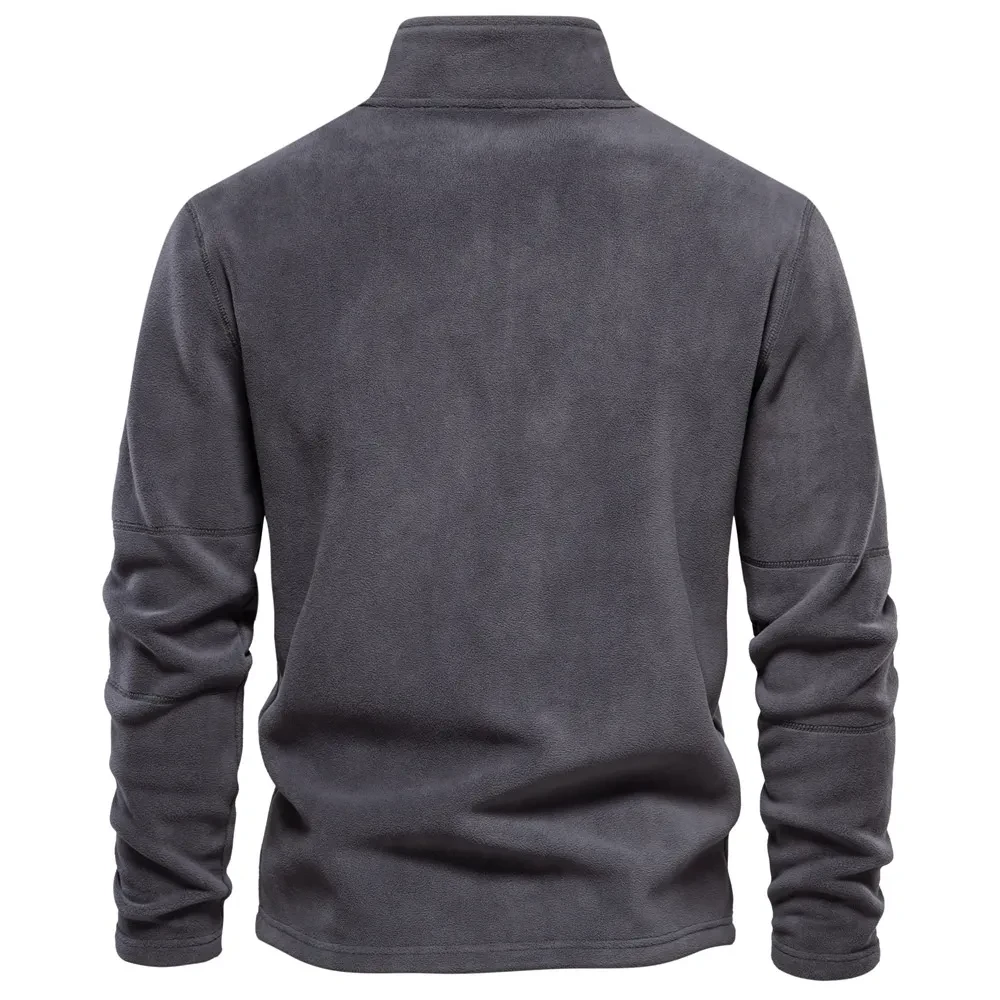 Stand-collar Zippered Sweatshirt With Fleece Winter Casual Pullover Top