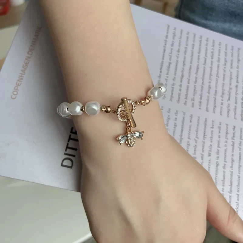 Natural Stone Pearl Pendant Bracelet For Woman Exquisite New Lucky Cuff Bracelet Anniversary Gift Luxury Jewelry