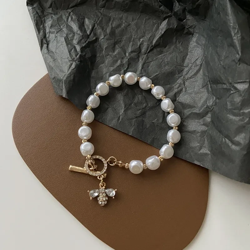 Natural Stone Pearl Pendant Bracelet For Woman Exquisite New Lucky Cuff Bracelet Anniversary Gift Luxury Jewelry