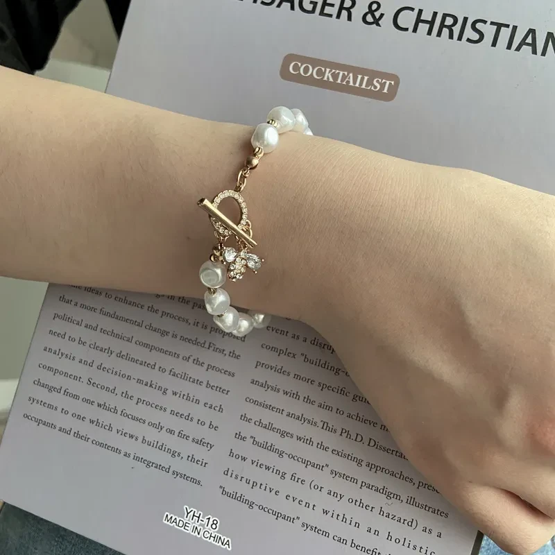 Natural Stone Pearl Pendant Bracelet For Woman Exquisite New Lucky Cuff Bracelet Anniversary Gift Luxury Jewelry