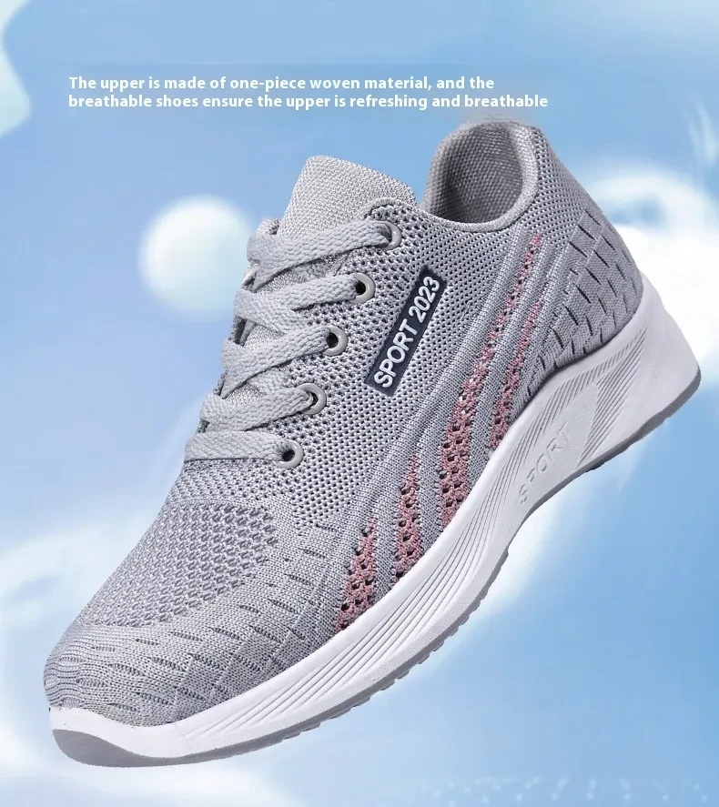 Flat Flying Woven Breathable Mesh Surface Sneaker Women's Casual Soft Bottom Shoes