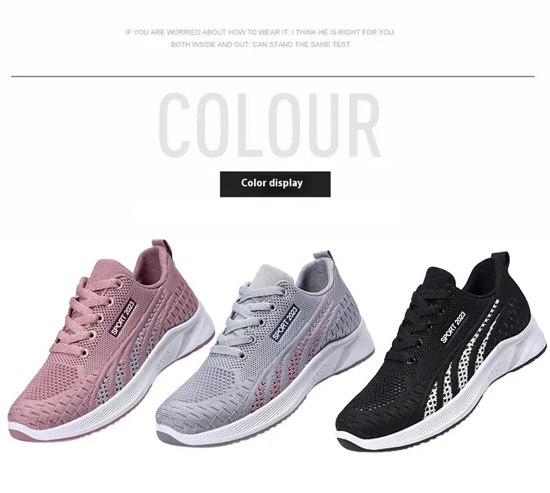 Flat Flying Woven Breathable Mesh Surface Sneaker Women's Casual Soft Bottom Shoes