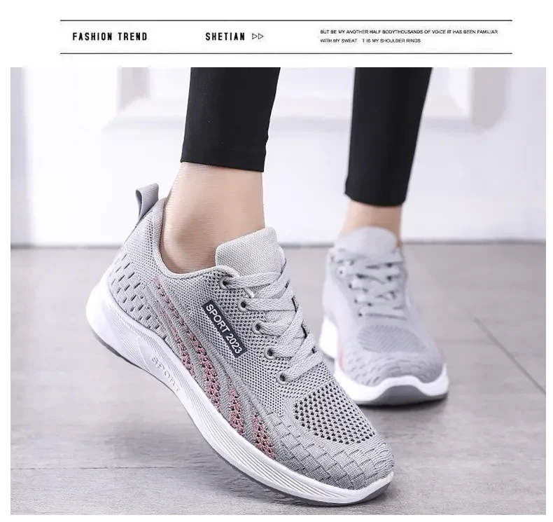 Flat Flying Woven Breathable Mesh Surface Sneaker Women's Casual Soft Bottom Shoes