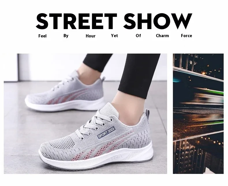 Flat Flying Woven Breathable Mesh Surface Sneaker Women's Casual Soft Bottom Shoes