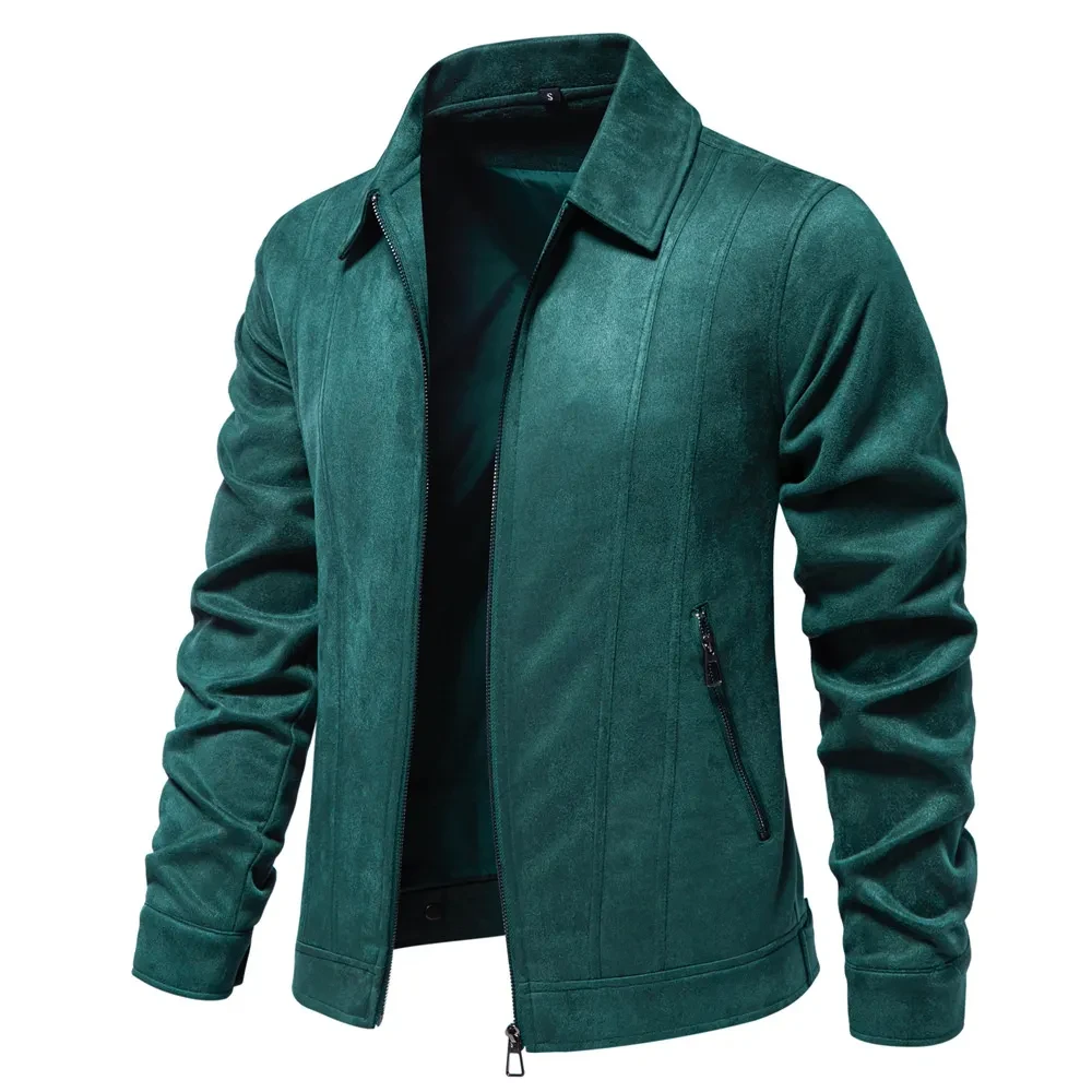 Men's Fashion Suede Lapel Zipper Jacket