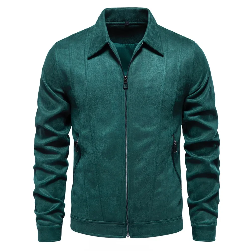 Men's Fashion Suede Lapel Zipper Jacket