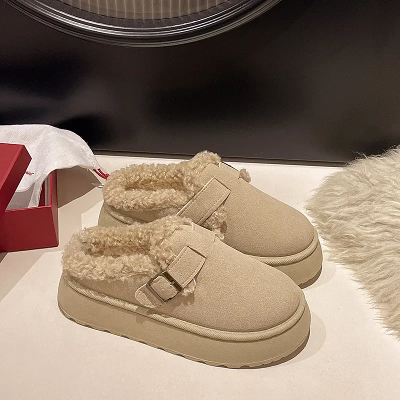 New Women's Luxury Winter Plush Retro Slip-On Bean Shoes