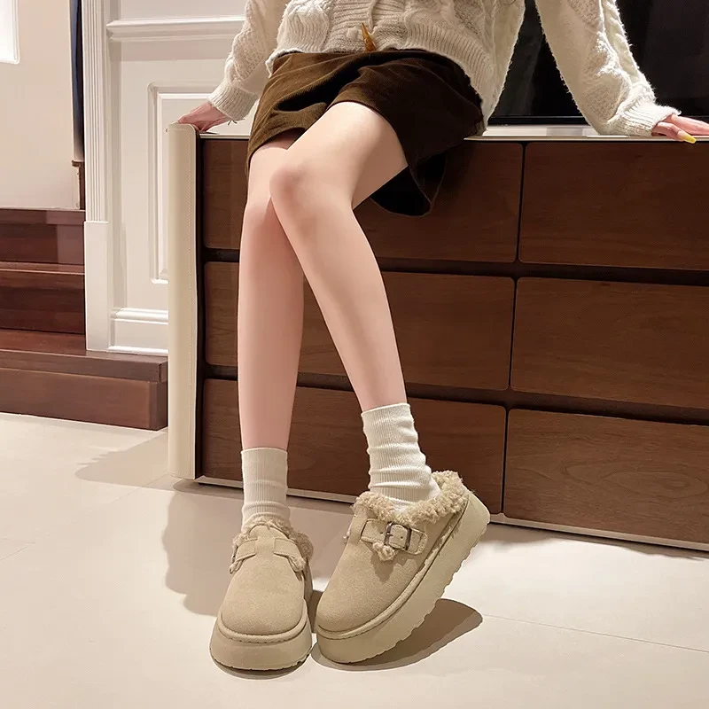 New Women's Luxury Winter Plush Retro Slip-On Bean Shoes