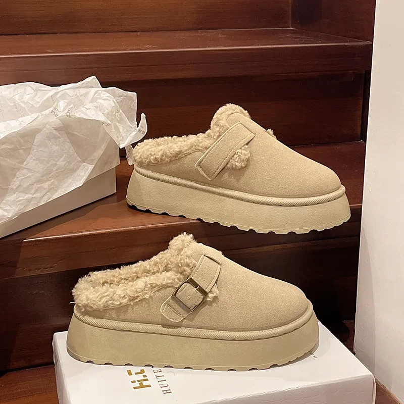 New Women's Luxury Winter Plush Retro Slip-On Bean Shoes