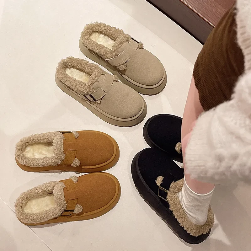 New Women's Luxury Winter Plush Retro Slip-On Bean Shoes