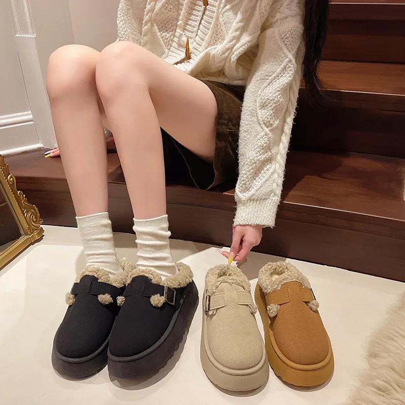 New Women's Luxury Winter Plush Retro Slip-On Bean Shoes