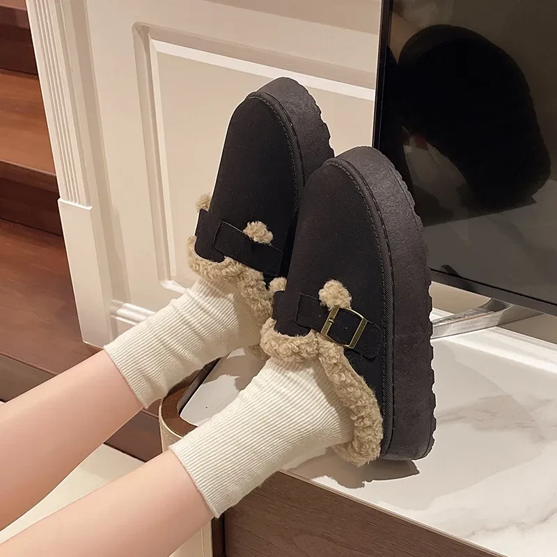 New Women's Luxury Winter Plush Retro Slip-On Bean Shoes
