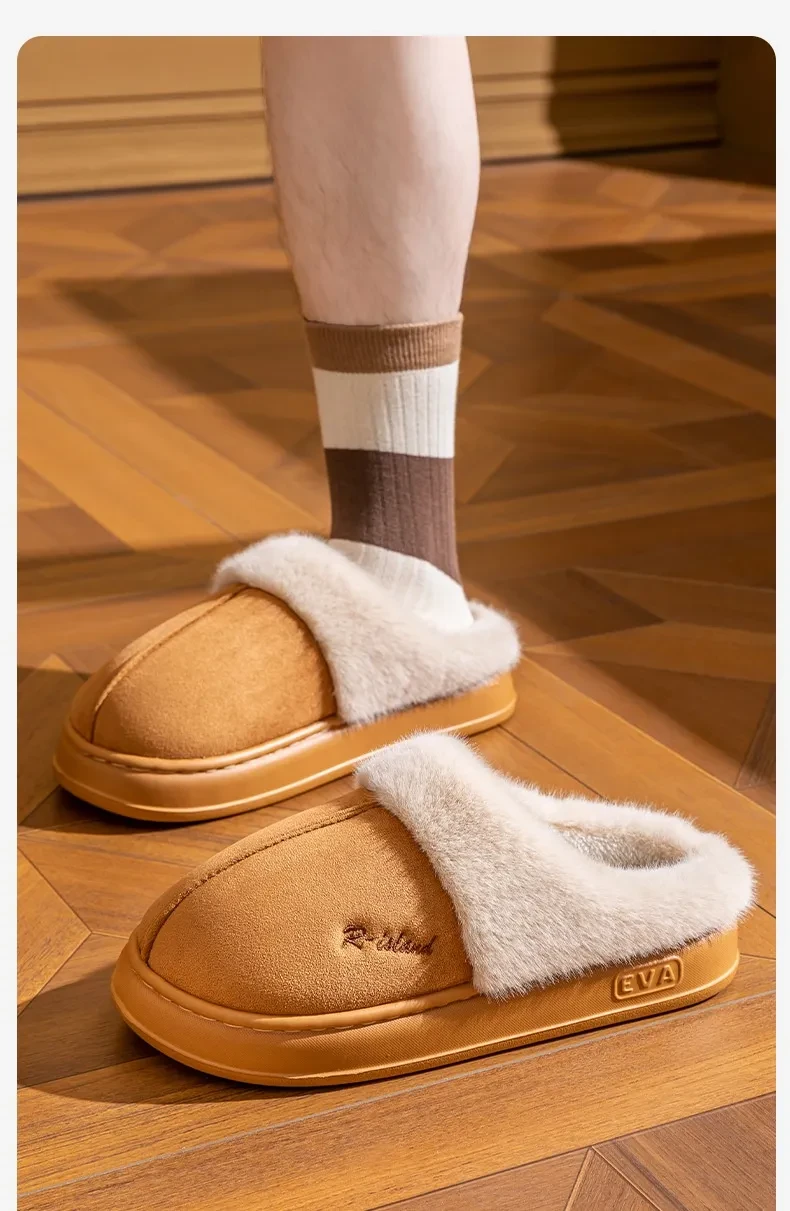 Cosy Warm Couple Style Concise Fluffy Slippers