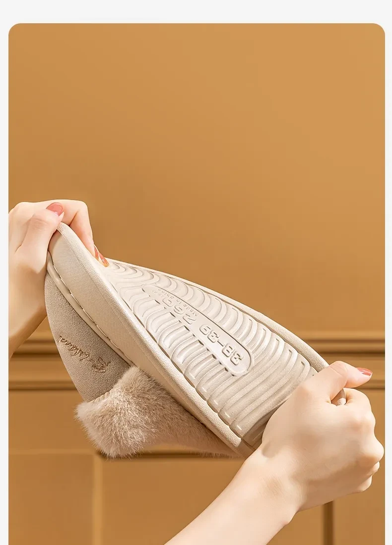 Cosy Warm Couple Style Concise Fluffy Slippers