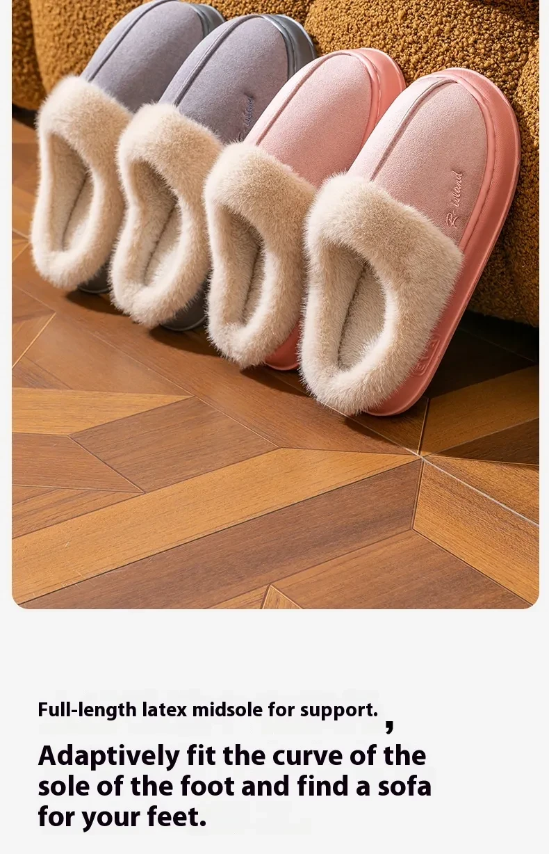 Cosy Warm Couple Style Concise Fluffy Slippers