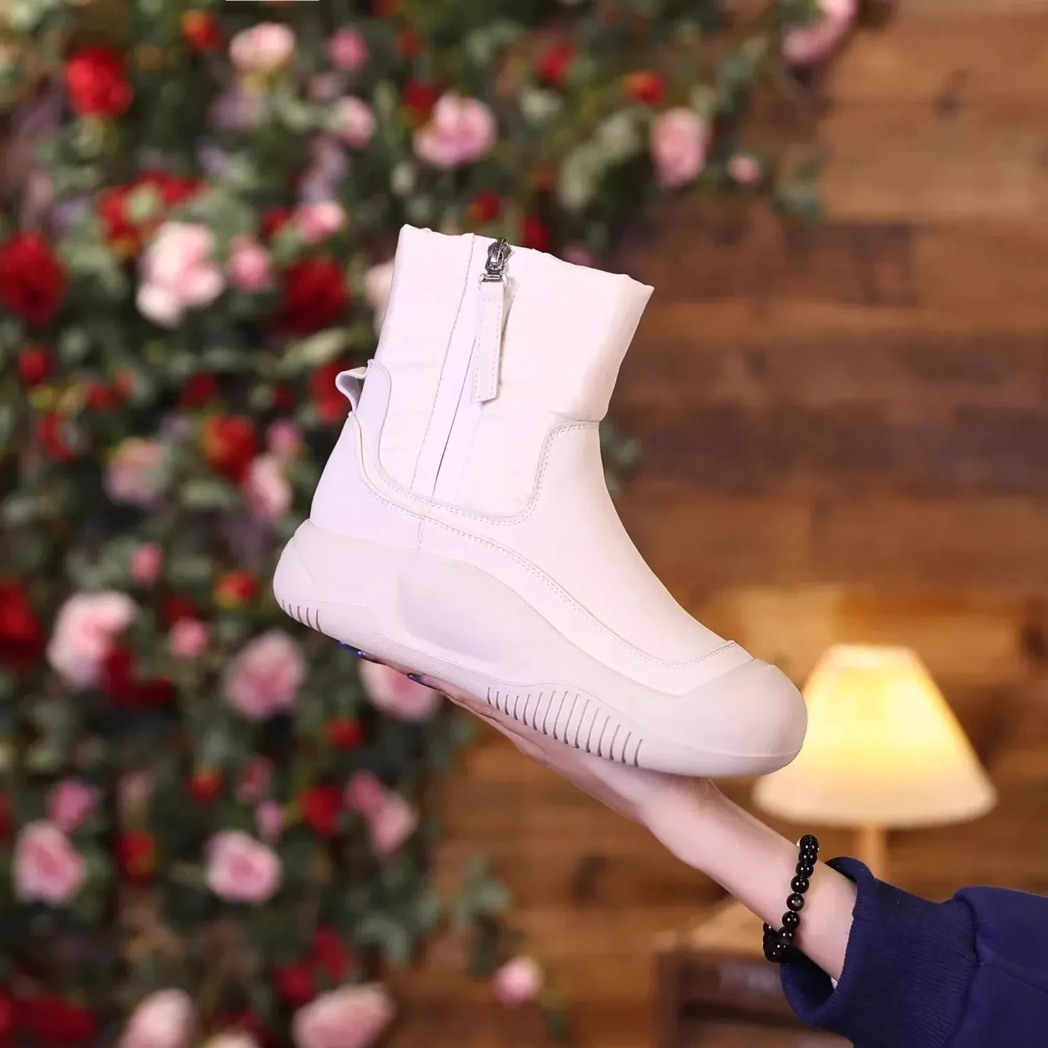 Plush Snow Boots With Side Zipper Warm Thick-sole Non-slip Waterproof Short Shoes