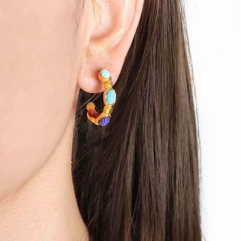 C- Shaped Stainless Steel Earrings Fashion All-match