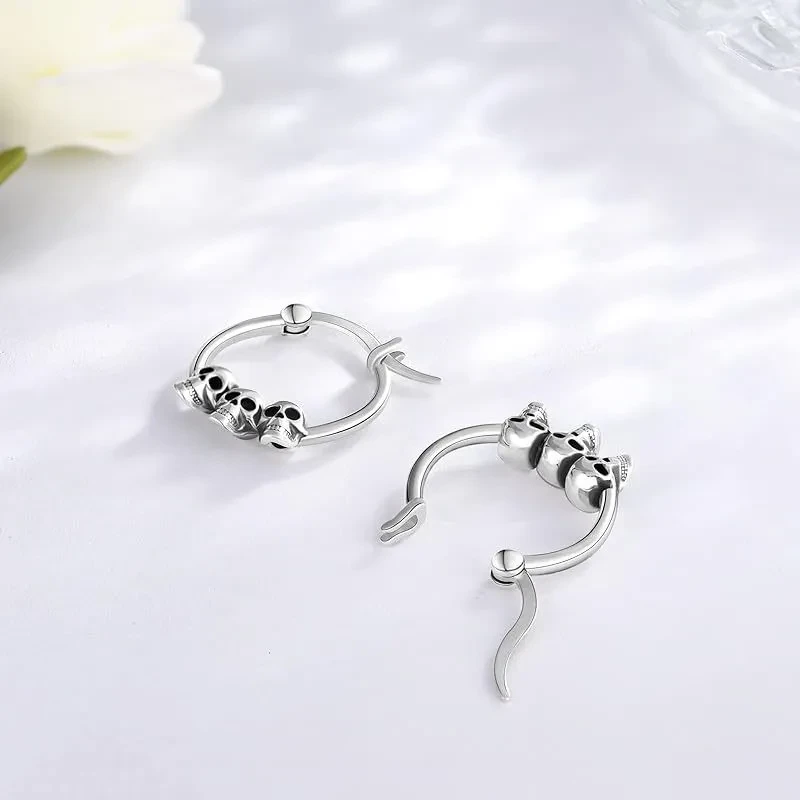 Retro Halloween Skull Ear Clip Earrings