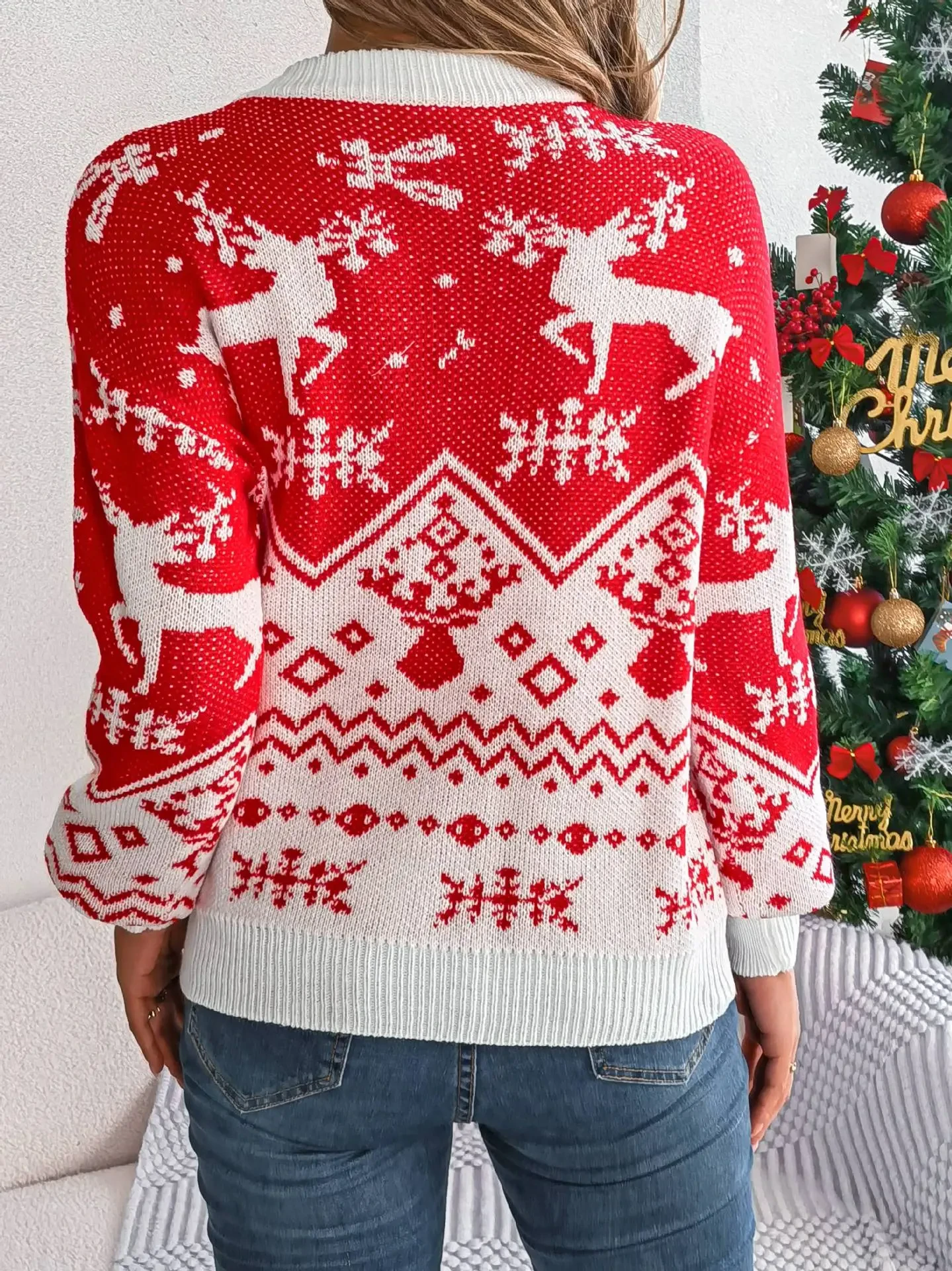 Casual Deer Pattern Long Sleeve Hoodie Sweater