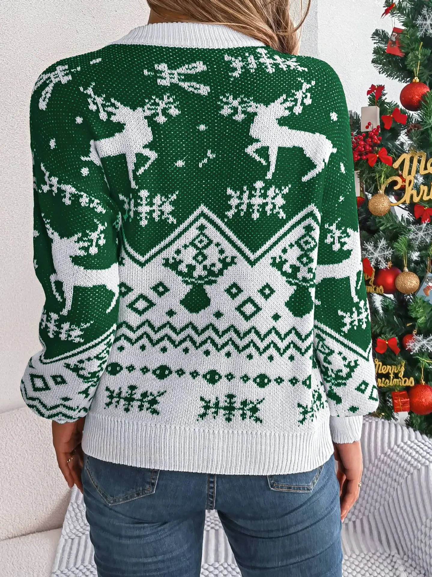 Casual Deer Pattern Long Sleeve Hoodie Sweater