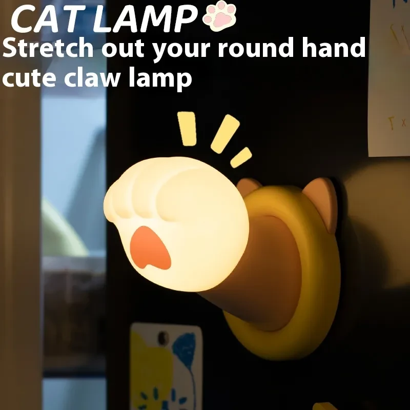 Nightstand Lamp Cat Paw Desk Lamp 3 Brightness Dimmable Rechargeable Tap Lamp Atmosphere Light For Bedroom Living Room Home Decor