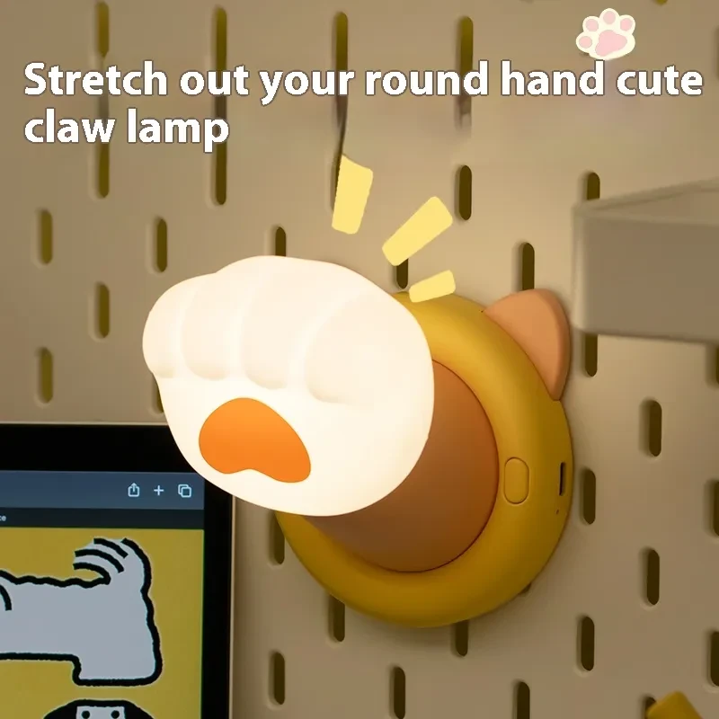 Nightstand Lamp Cat Paw Desk Lamp 3 Brightness Dimmable Rechargeable Tap Lamp Atmosphere Light For Bedroom Living Room Home Decor