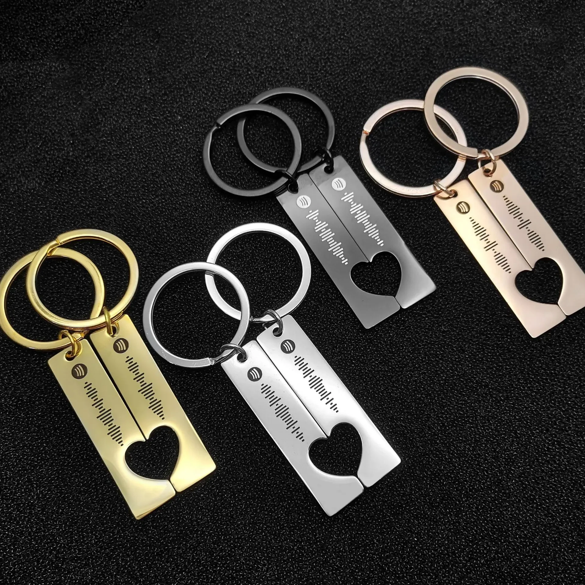 DIY Personalized Music Sharing Scan Code Stainless Steel Couple Keychain