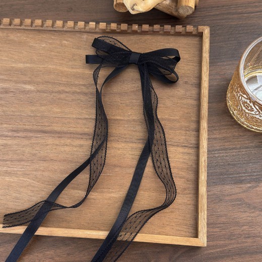 Lace Bow Ribbon Hairpin Ballet Style Girl's Hair Hoop Side Fringe Clip