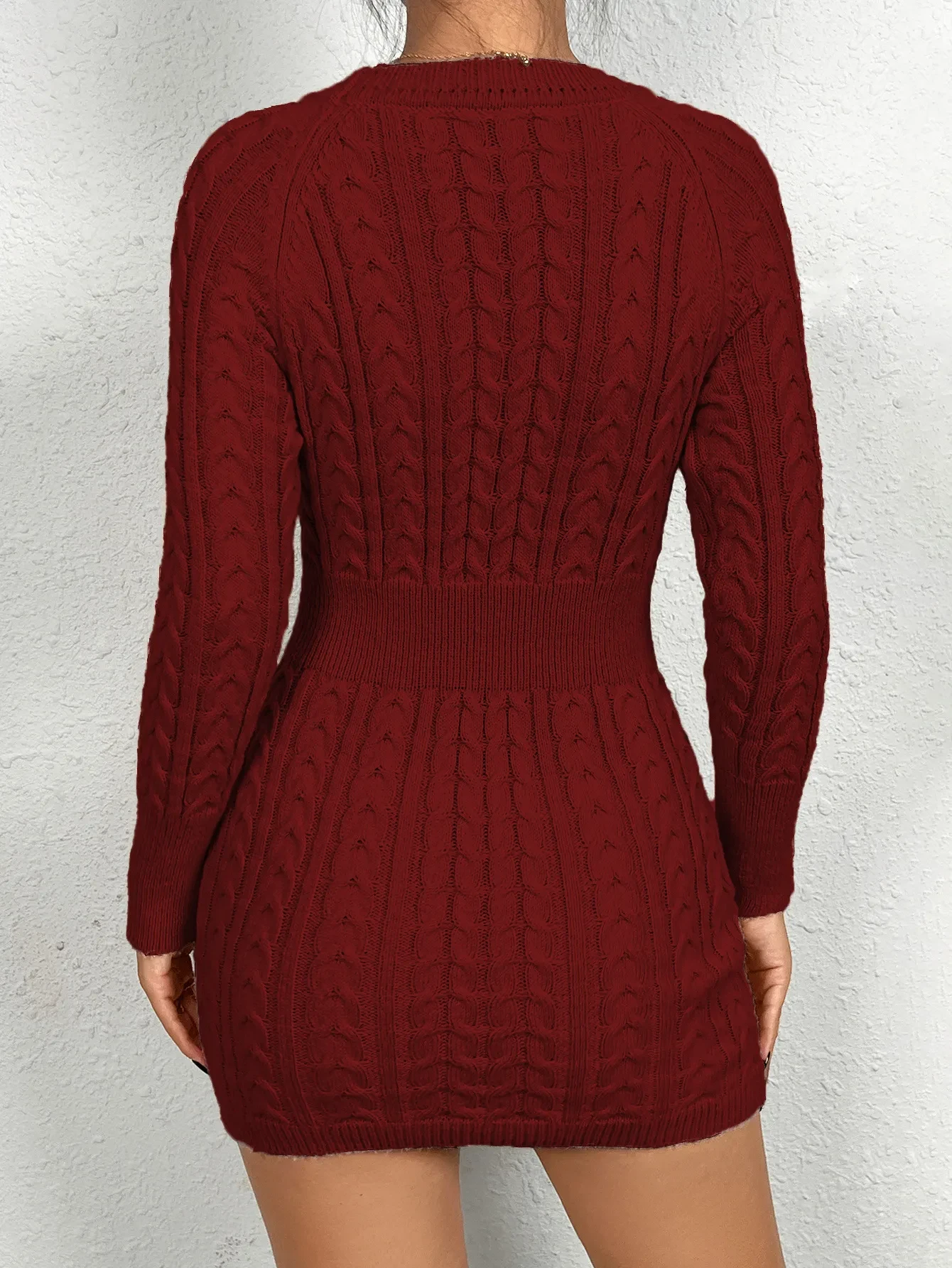 Twist Thread Knitted Dress Women's Fashion Pullover Round Neck Hip Skirt
